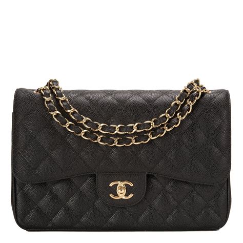 chanel classic flap jumbo black caviar with gold hardware|CHANEL Caviar Quilted Jumbo Double Flap Black.